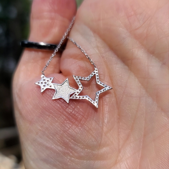 Topaz & Sterling star 🌟 trio necklace - Picture 5 of 5